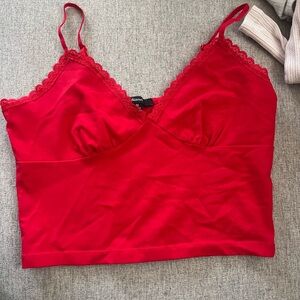 Red Lace Trim Camisole